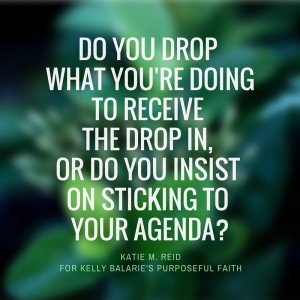 Drop What You Are Doing for the Drop In by Katie M. Reid for Kelly Balarie's Purposeful Faith